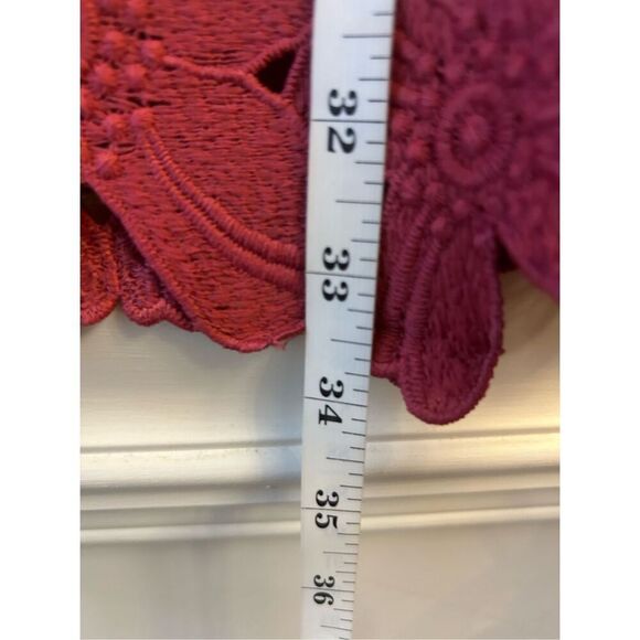 Free People X Saylor Dahlia Dress Raspberry Pink Red Sz Small Floral Lace Off-Sh - Picture 13 of 13